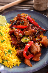 Oriental dish - rice with chicken