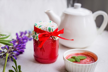 Berry jam in a jar