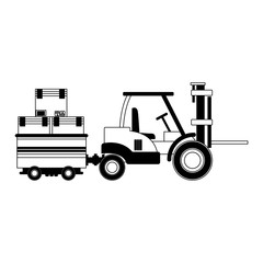 Forklift carrying cart with boxes vector illustration graphic design