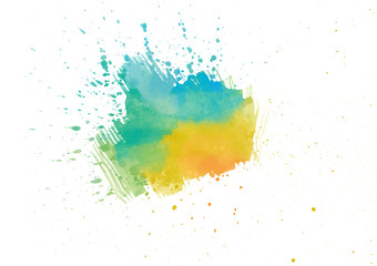 カラフルな水彩絵の具のしぶき　青・黄色・緑