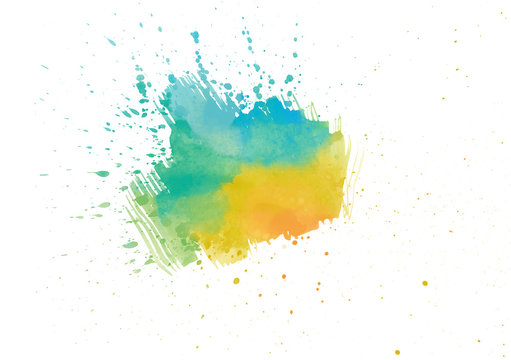 カラフルな水彩絵の具のしぶき 青 黄色 緑 Stock Illustration Adobe Stock