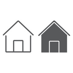 Home line and glyph icon, house and building, button sign, vector graphics, a linear pattern on a white background, eps 10.