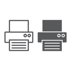 Fax line and glyph icon, office and document, printer sign, vector graphics, a linear pattern on a white background, eps 10.
