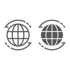 Fototapeta premium Worldwide line and glyph icon, globe and world, planet sign, vector graphics, a linear pattern on a white background, eps 10.