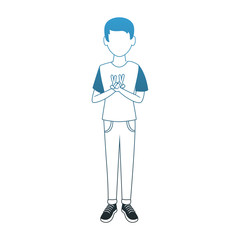 Young man doing peace hand sign vector illustration graphic design