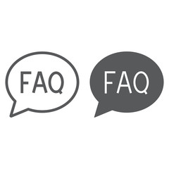 Faq line and glyph icon, speech and bubble, button sign, vector graphics, a linear pattern on a white background, eps 10.