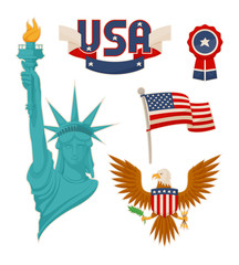 USA National Symbolism Color Vector Illustration