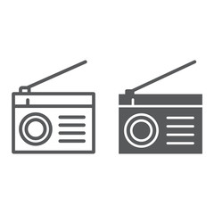 Radio line and glyph icon, fm and sound, communication sign, vector graphics, a linear pattern on a white background, eps 10.