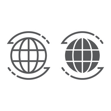 Worldwide Line And Glyph Icon, Globe And World, Planet Sign, Vector Graphics, A Linear Pattern On A White Background, Eps 10.