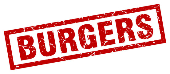 square grunge red burgers stamp