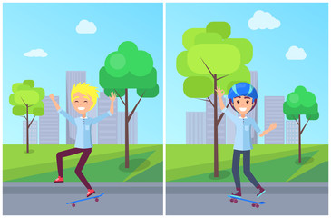 Skateboarding Collection, Vector Illustration