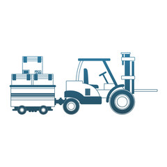 Forklift carrying cart with boxes vector illustration graphic design