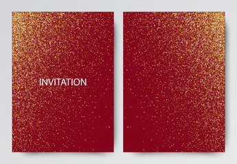 Vector holiday template with sparkles on red background.