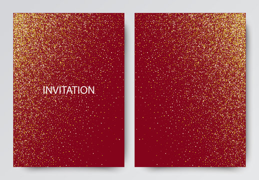 Vector holiday template with sparkles on red background.