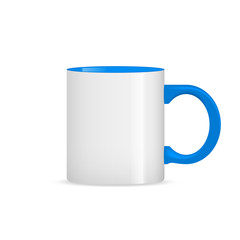 Photo realistic white cup mug isolated on the white background