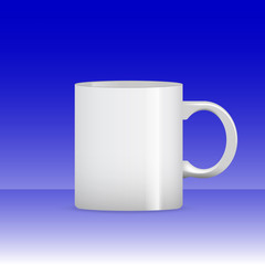 Photo realistic white cup mug isolated on the white background