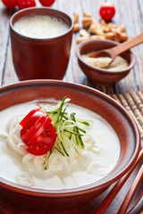 kong-guksu - cold korean soup, top view