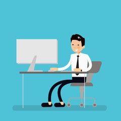 Cool Business Man working on desktop computer