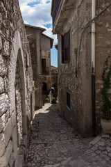 Fototapeta na wymiar Streets of a medieval town made of stone.
