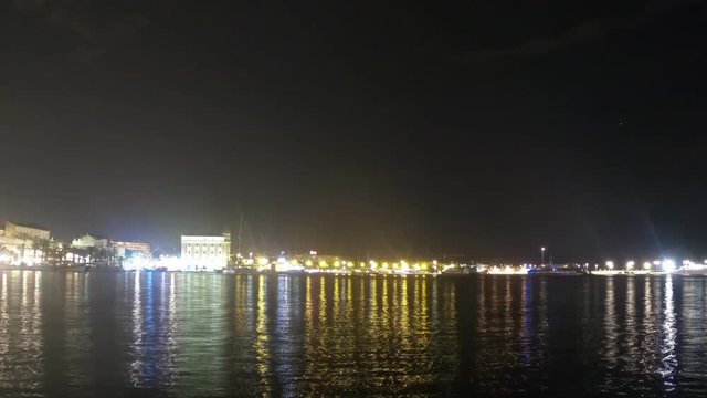 Time-lapse video of the old town Split in Croatia at night.