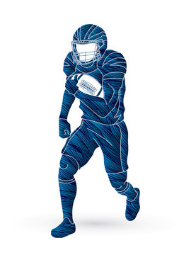 American Football player action, sportsman player, sport concept graphic vector.