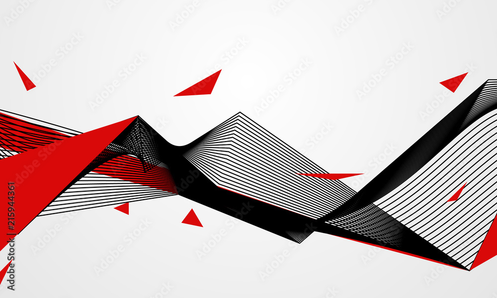 Wall mural abstract line red black background concept vector graphic design..