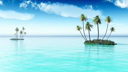 Naklejka na ściany i meble Group of palms on a small island
