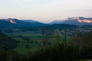 Valley and Landscape in the evening dawn, Vercors, France