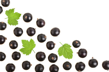 black currant isolated on white background with copy space for your text. Top view. Flat lay pattern