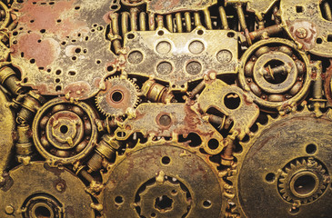 Background metal vintage machinery.