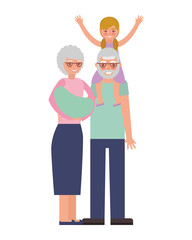 cute grandparents with grandchildren avatar characters