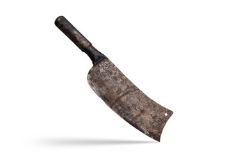 Old rusty knife isolated on white background with clipping path.