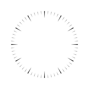 Clock face. Blank hour dial. Wedges mark minutes and hours. Simple flat vector illustration.