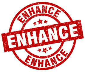 enhance round red grunge stamp