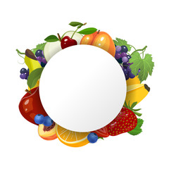 Fruits background with circle in the centre