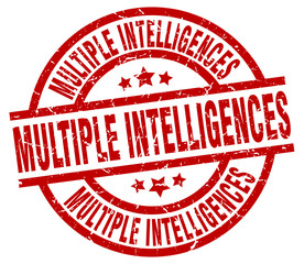 multiple intelligences round red grunge stamp