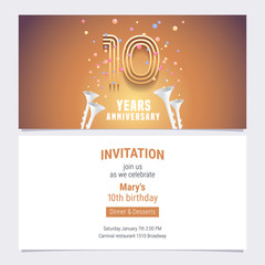 Naklejka premium 10 years anniversary invitation vector