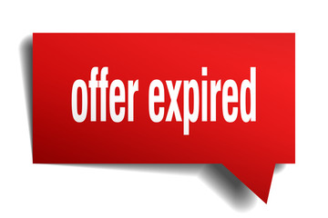 offer expired red 3d speech bubble