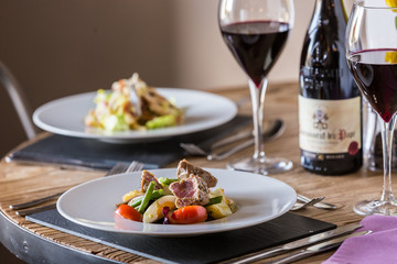 Restaurant food and wine