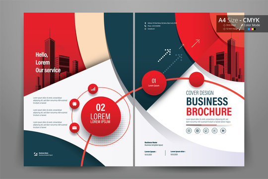 Red modern business flyer brochure template layout 