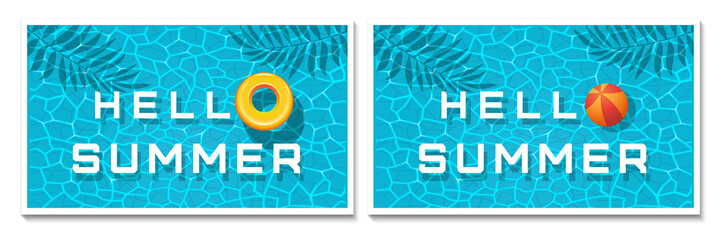 Hello summer. Summer card set. Collection of summer templates for your design. Vector illustration