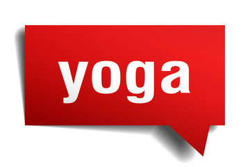 yoga red 3d speech bubble