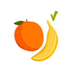 Apple and banana, fresh healthy food vector Illustration on a white background