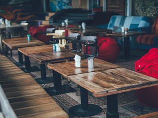 cafe outdoor table close-up