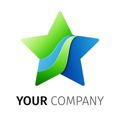 Obraz premium Five point Star Logo design ribbon