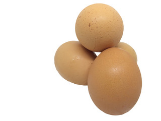 Four eggs. Isolated on white background with clipping path.