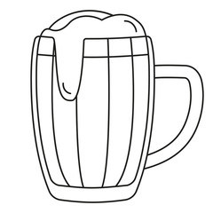 Line art black and white beer mug