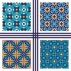 Vector seamless texture collection. Set of beautiful colored patterns for design and fashion with decorative elements