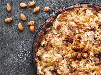 Tosca cake on black background