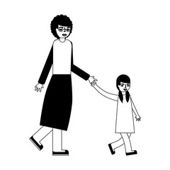 cute grandmother with granddaughter avatar character